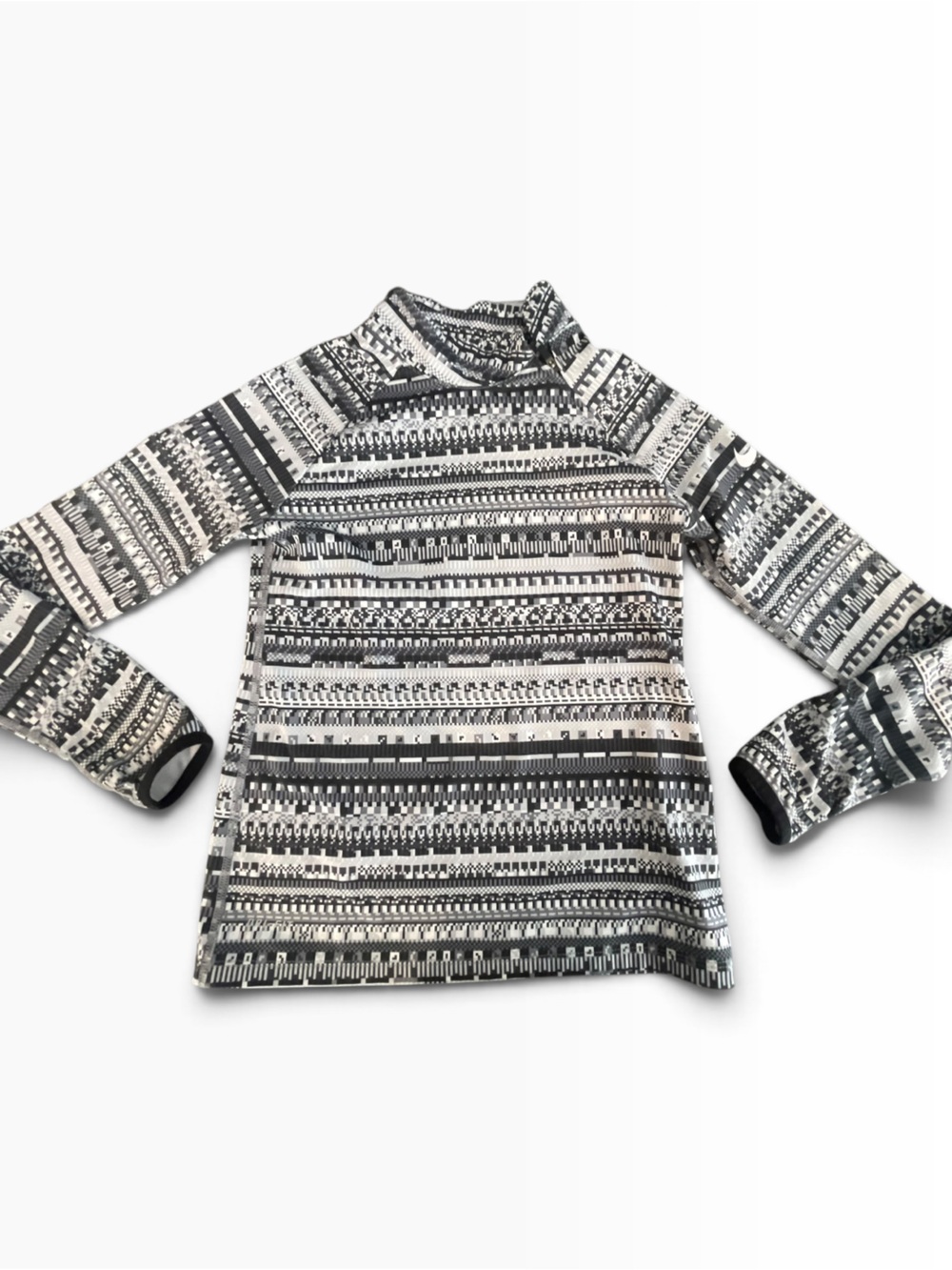 Nike Pro Black & White Patterned Cowl-Neck Sweater